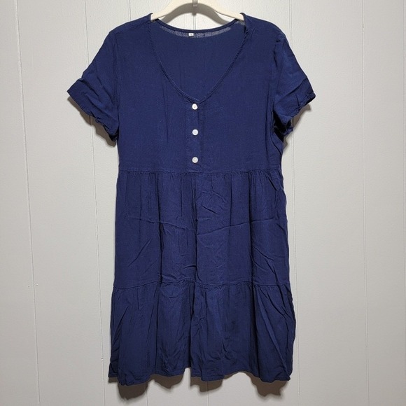 Dresses & Skirts - Navy Blue Button-Front Short Sleeve Dress‎